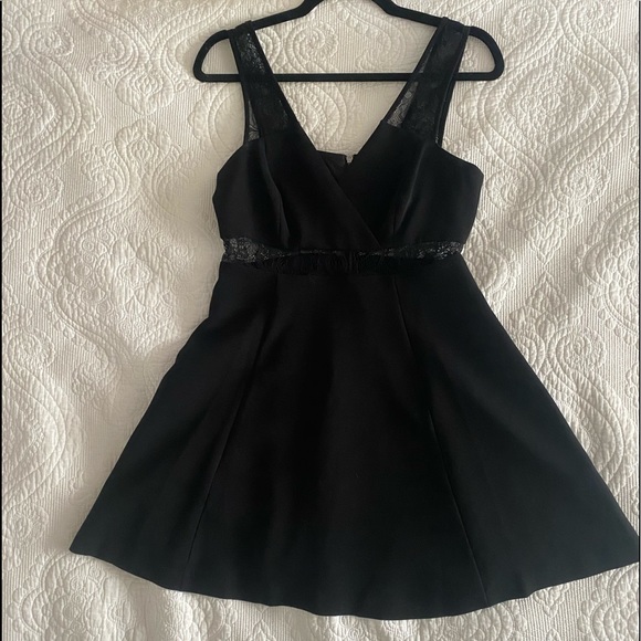 Black Mini Dress with Lace Details - Picture 2 of 8